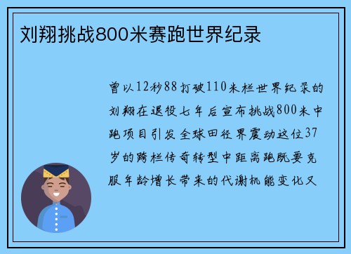 刘翔挑战800米赛跑世界纪录